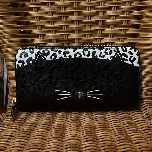 ♠️ kate spade Meow Cat Large Continental Wallet, Black Multi